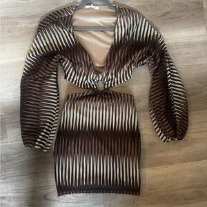 12th Tribe Brown and Cream Knit Dress